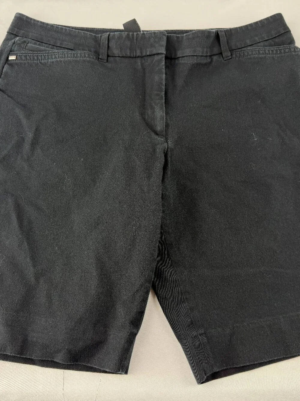 White House Black Market Women Black Bermuda Shorts Cotton Blend Size 8